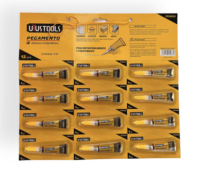 Pack 12 Adhesivos Cianoacrilato Tipo Gotita 3gr – Uyustools - Herram.cl