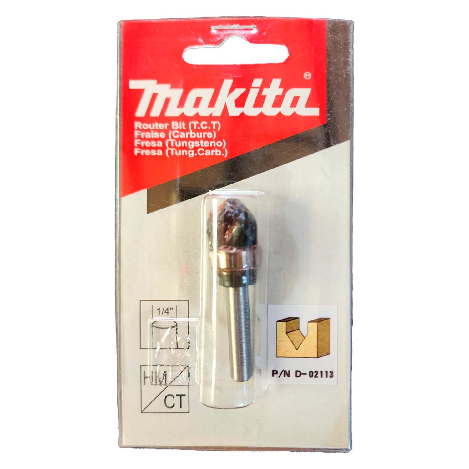 Fresa Para Ranuras En V 1/2'' X 1/2'' Toma 1/4'' - Makita - Herram.cl