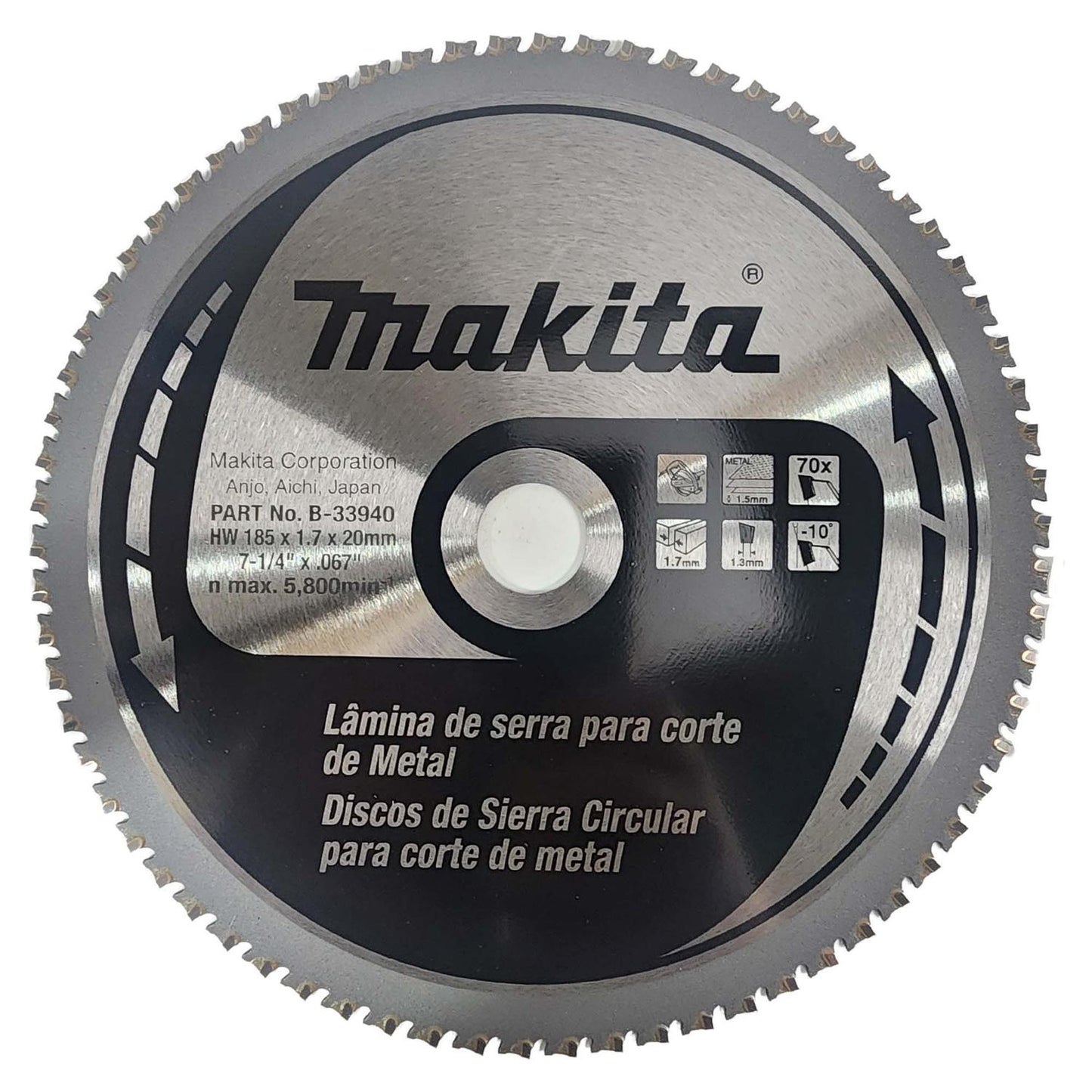 Disco De Sierra Acero Dulce 7 - 1/4''x20x1.7mm 70 D - Makita - Herram.cl