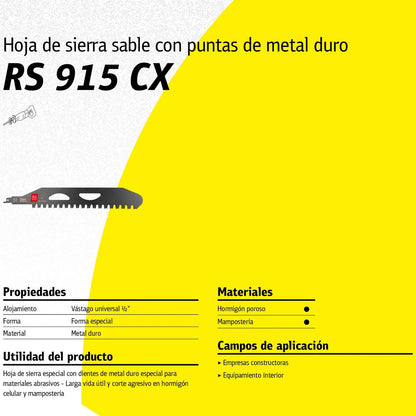 Hoja de Sierra Sable RS915 CX Mampostería 460mm - Klingspor - Herram.cl