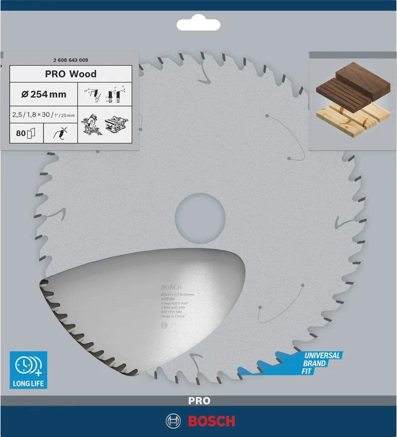 Disco De Sierra Circular PRO Wood 10''x2,5x30mm 80 D - Bosch - Herram.cl