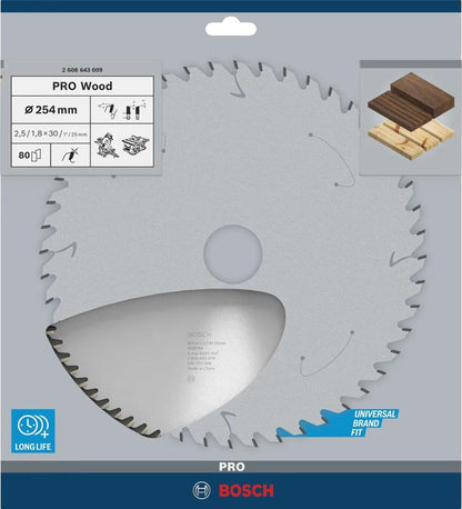 Disco De Sierra Circular PRO Wood 10''x2,5x30mm 80 D - Bosch - Herram.cl