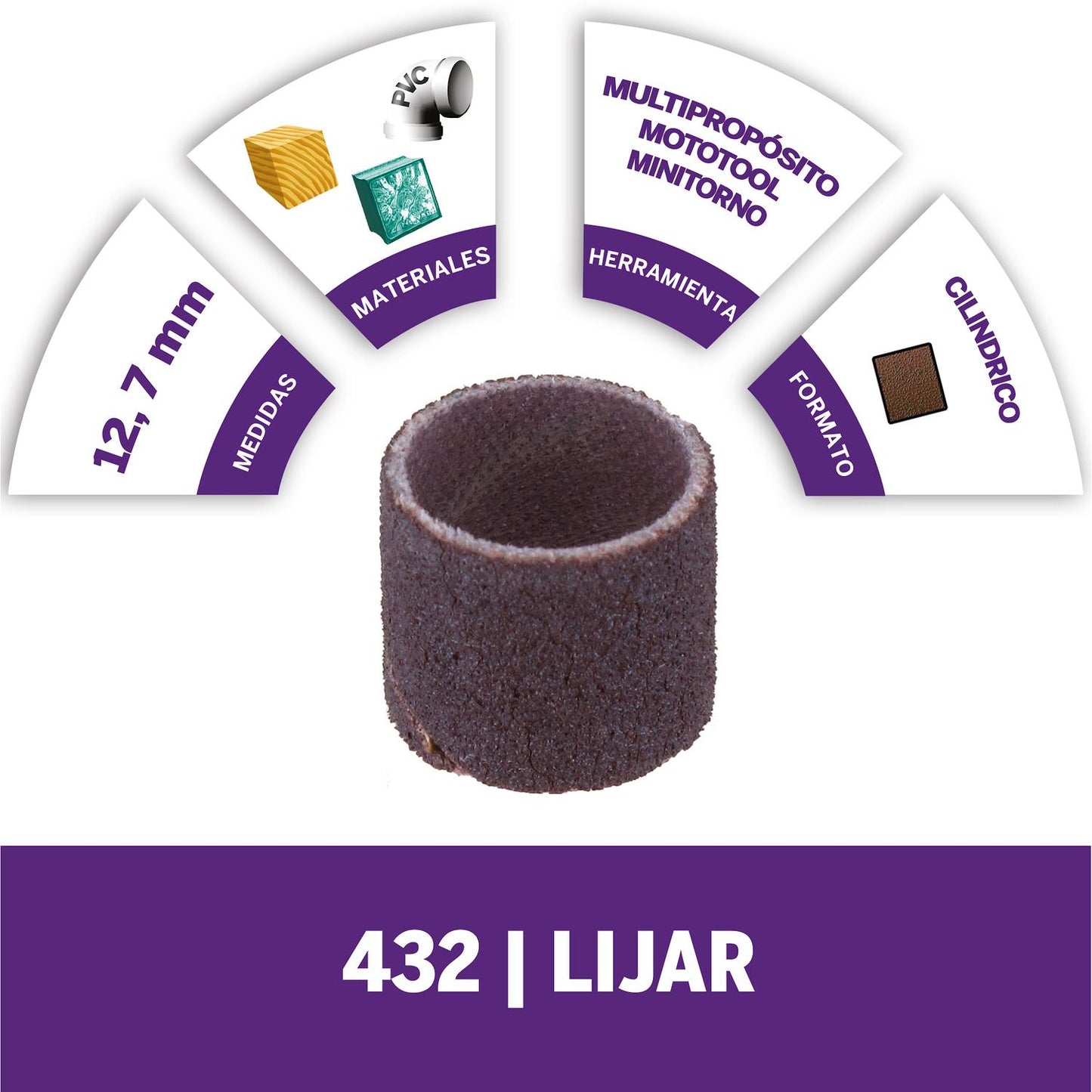 Tubo de Lija 12,7mm G120 (432) 6 Pzas - Dremel - Herram.cl