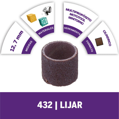 Tubo de Lija 12,7mm G120 (432) 6 Pzas - Dremel - Herram.cl