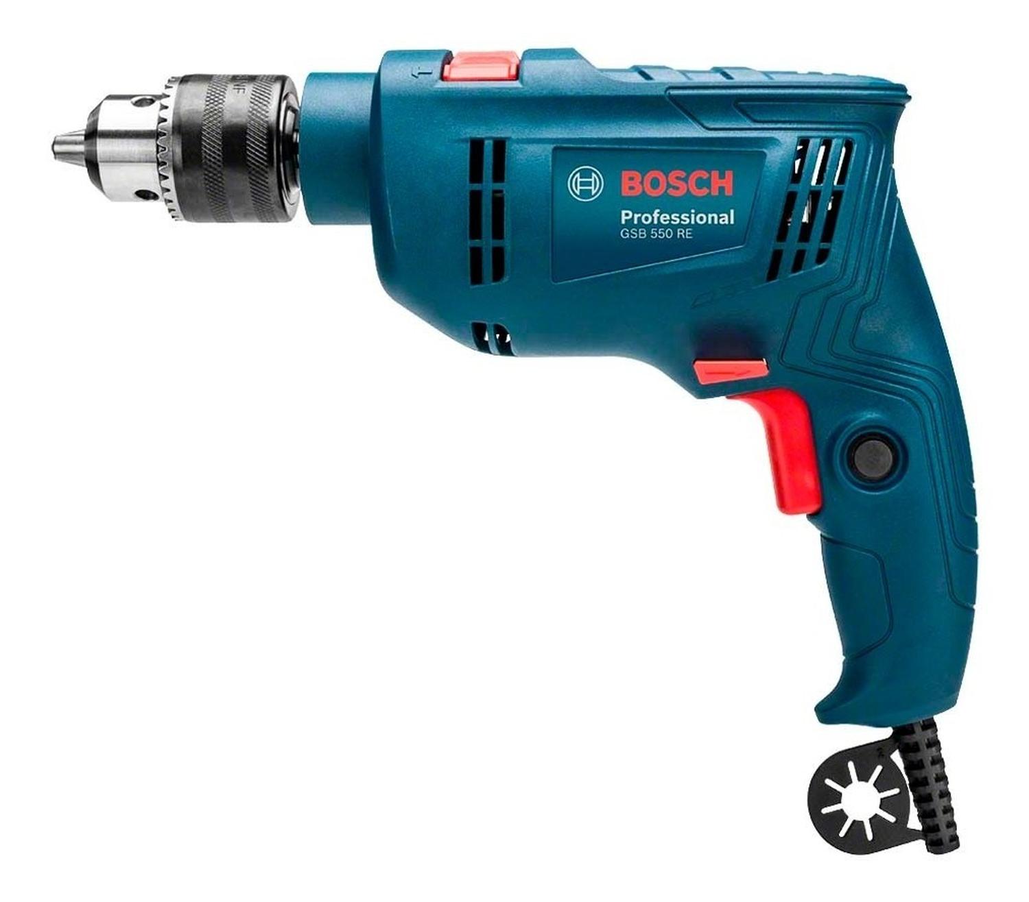 Taladro Percutor Bosch Gsb 550 Re 550W + 3 Brocas Concreto - Herram.cl