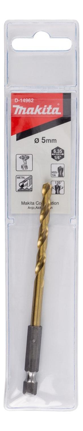 Broca Para Metal HSS - Tin 5x105mm (Toma Hex. 1/4'') - Makita - Herram.cl