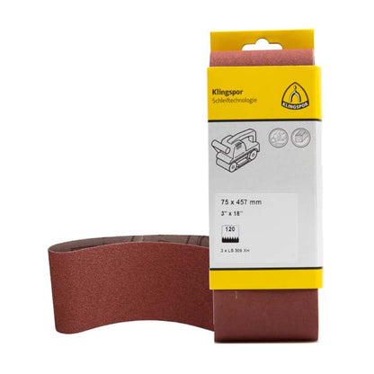 Pack 3 Lijas de Banda 3''x18'' Madera/Metal/ - Klingspor - Herram.cl