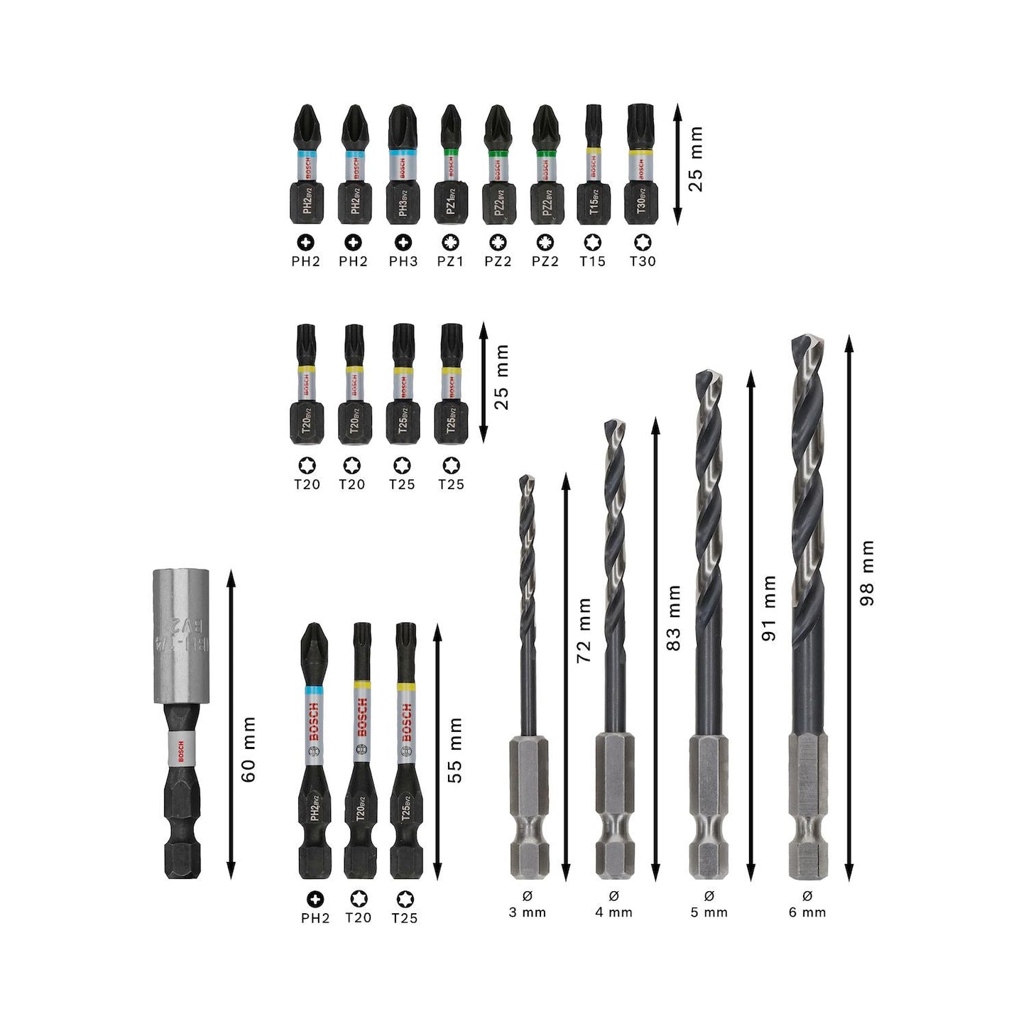 Kit Puntas y Brocas Metal PRO Impact 20 Pzas - Bosch - Herram.cl