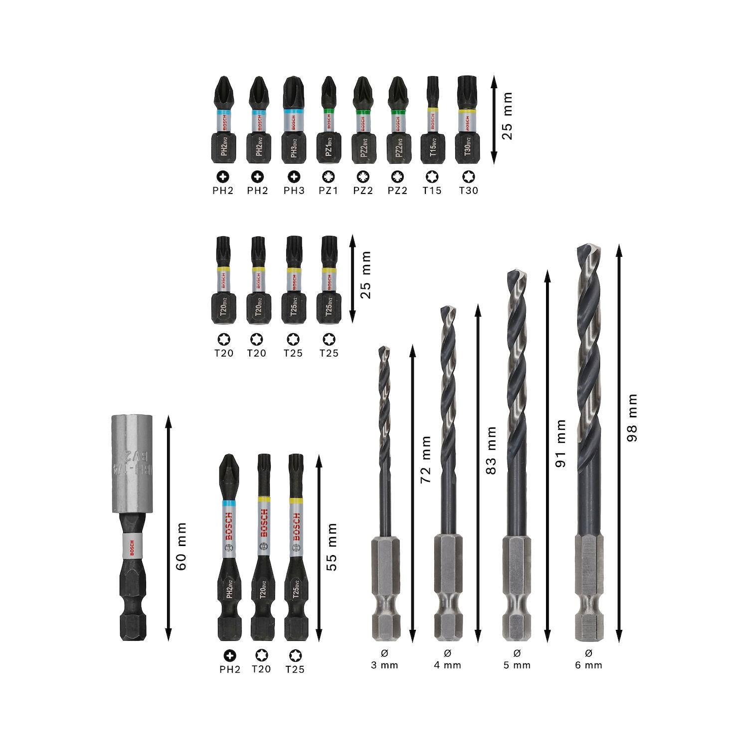 Kit Puntas y Brocas Metal PRO Impact 20 Pzas - Bosch - Herram.cl