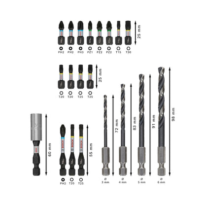 Kit Puntas y Brocas Metal PRO Impact 20 Pzas - Bosch - Herram.cl