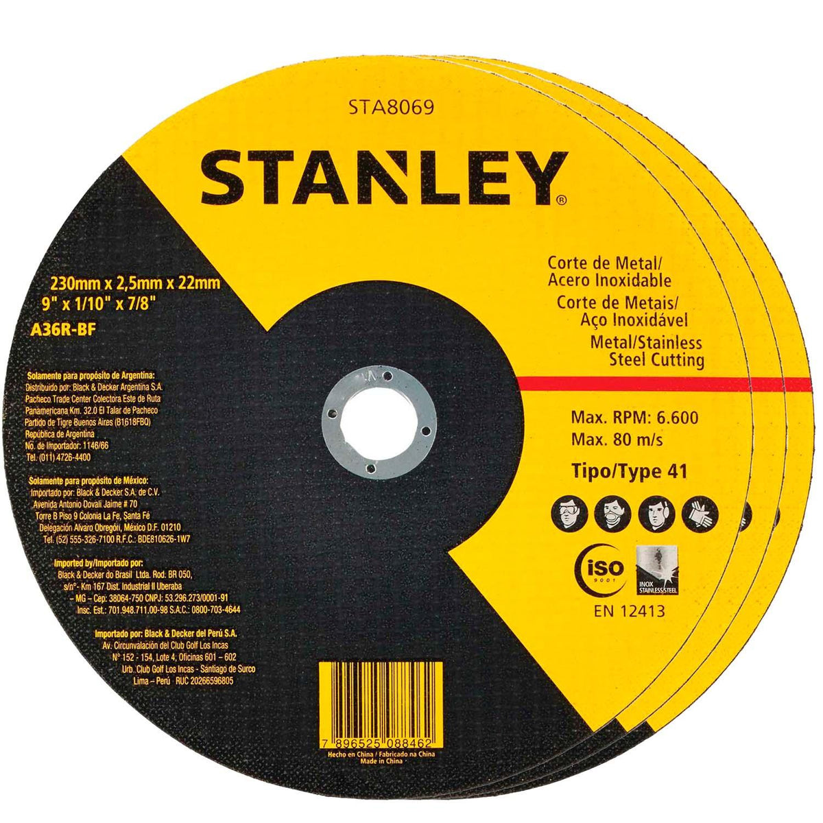 Pack 25 Discos De Corte Metal/Inox 9’’x2.5mm - Stanley - Herram.cl