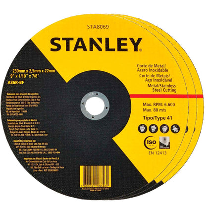 Pack 25 Discos De Corte Metal/Inox 9’’x2.5mm - Stanley - Herram.cl