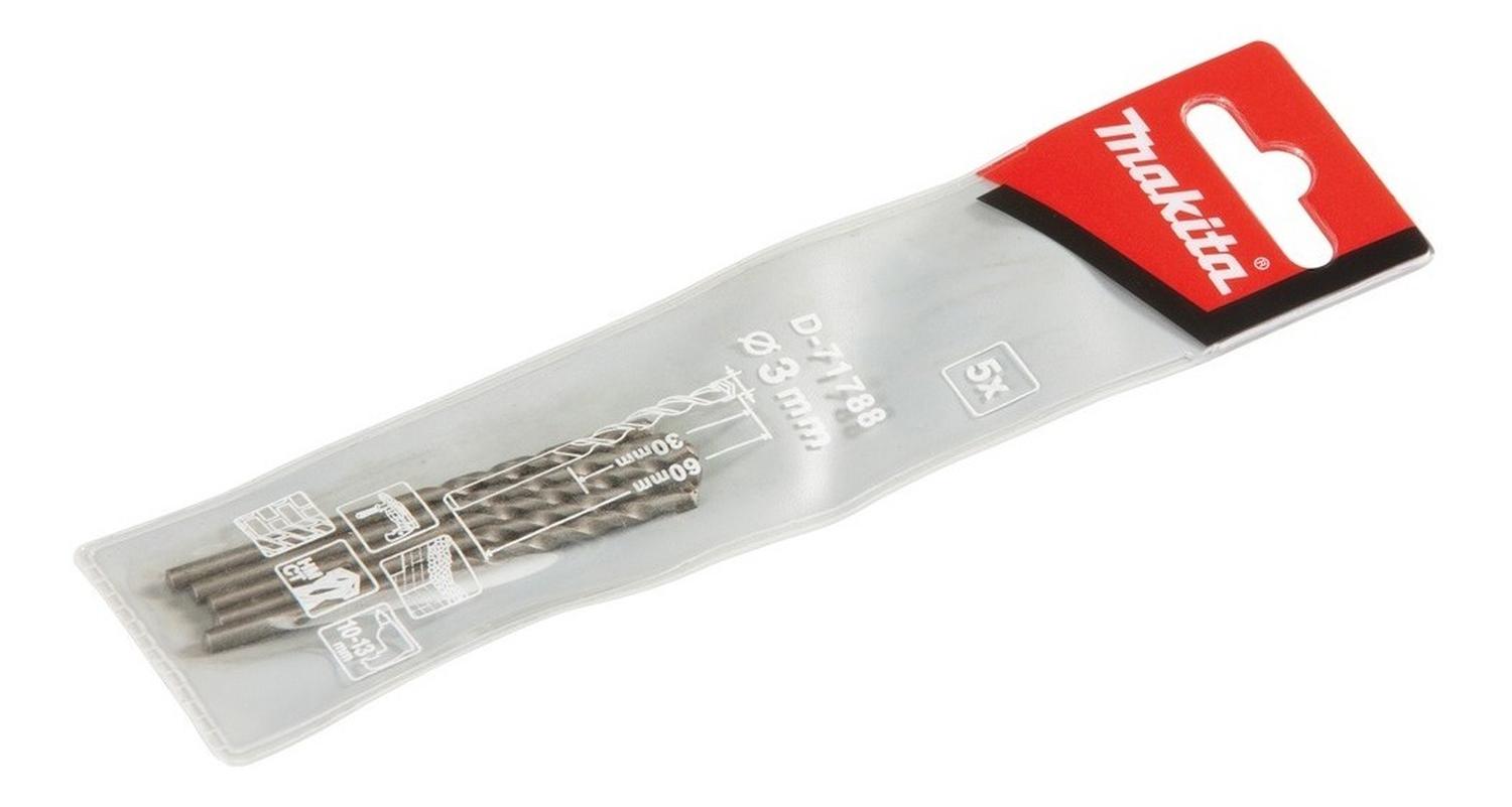 Set 5 Brocas Para Concreto 3x60mm - Makita - Herram.cl