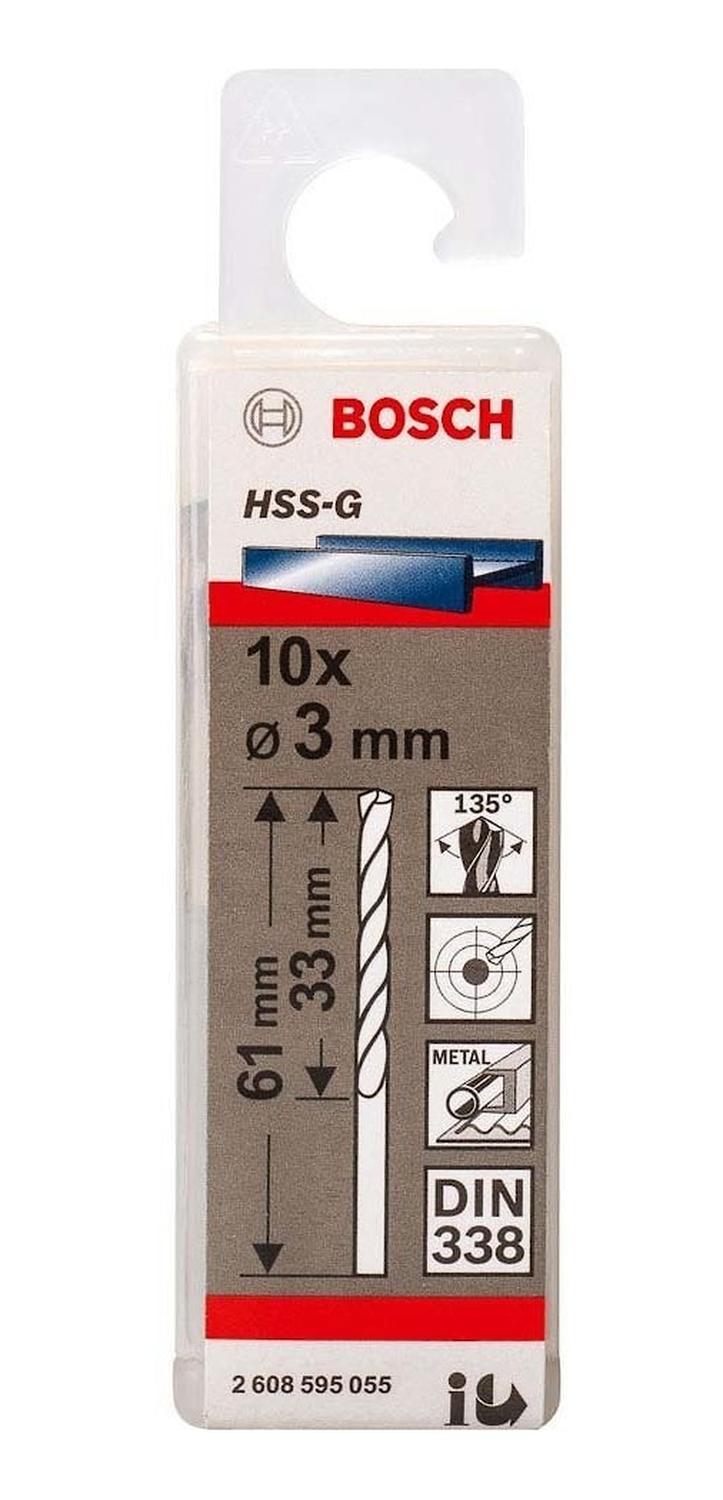 Caja Con 10 Unidades Broca Para Metal Bosch HSS - G 3mm - Herram.cl