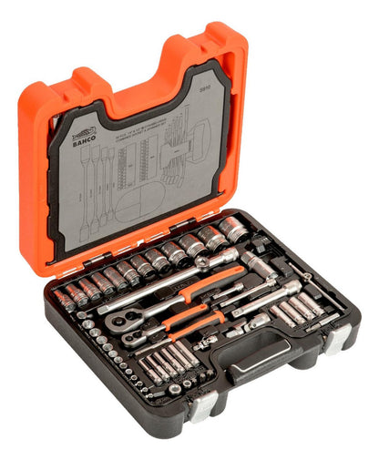 Juego De Dados De 1/4, 1/2 Y Llaves Combinadas 92 Pzs. Bahco - Herram.cl