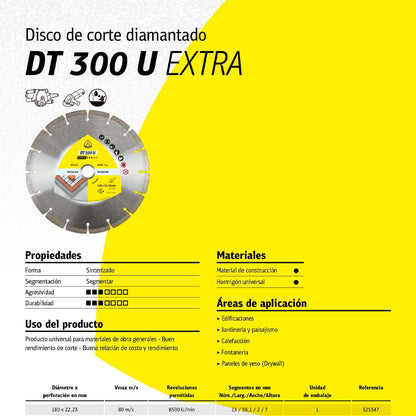 Disco Diamantado Segmentado DT300U 7''x2mm - Klingspor - Herram.cl