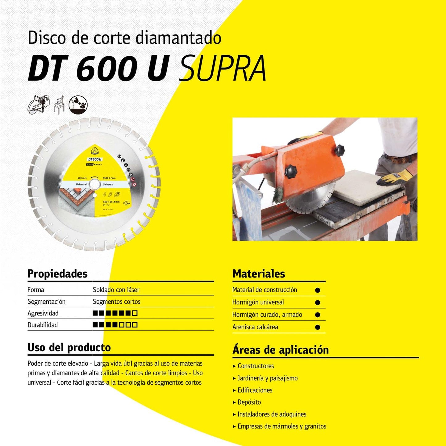Disco Diamantado Supra DT600U 18''x1'' - Klingspor - Herram.cl
