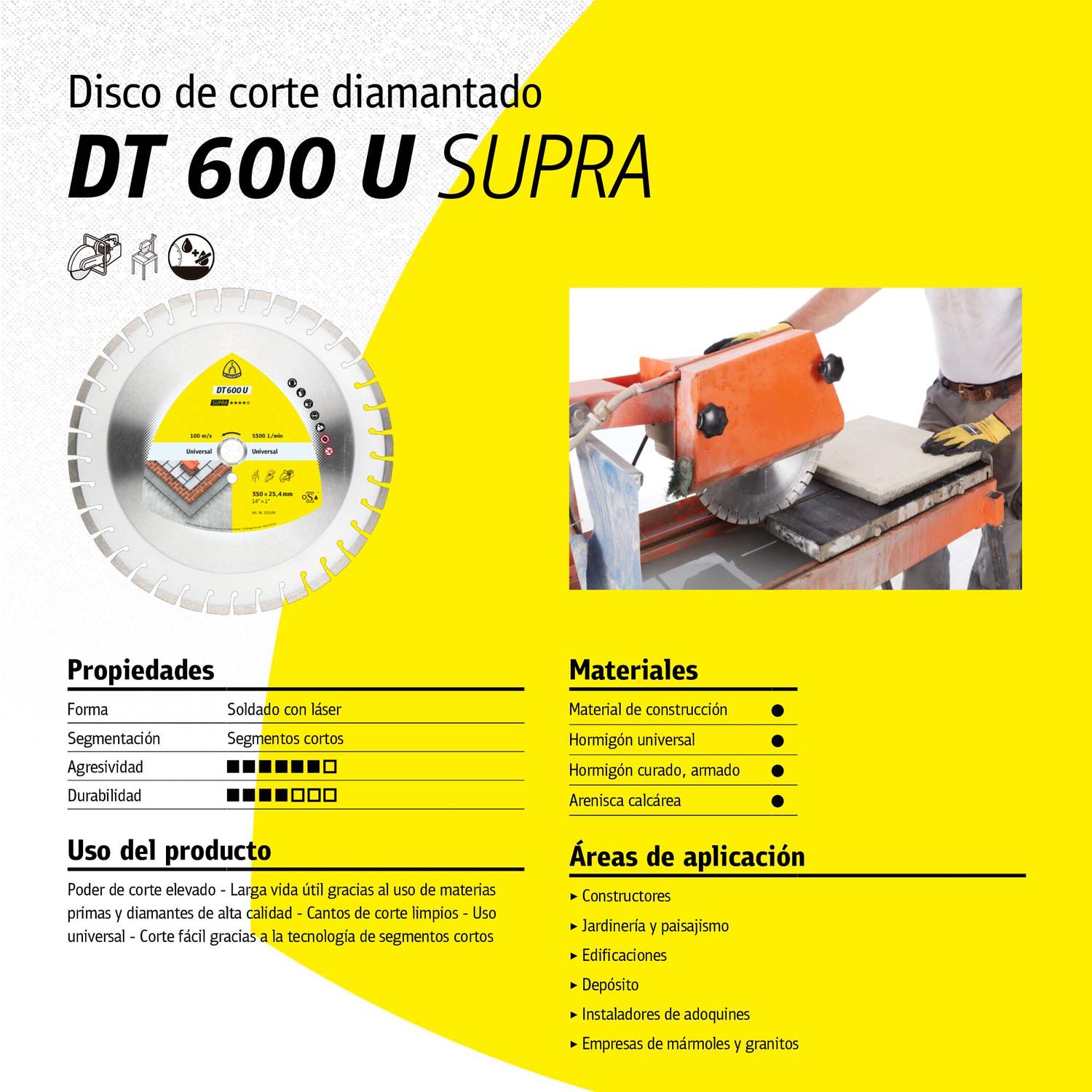 Disco Diamantado Supra DT600U 18''x1'' - Klingspor - Herram.cl