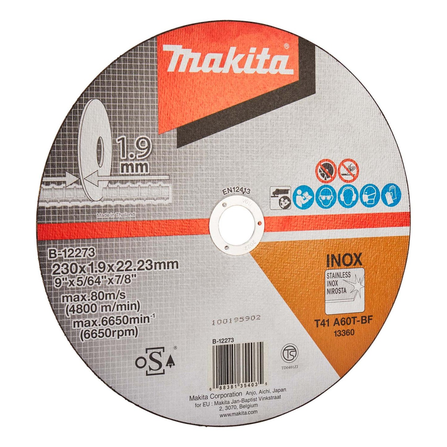 Disco de Corte Inox 230x1,9mm A60T - Makita - Herram.cl
