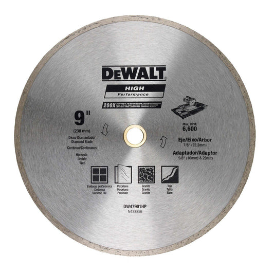 Disco Diamantado DeWalt Borde Continuo 9'' 230mm Concreto HP - Herram.cl