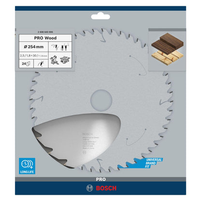 Disco De Sierra Circular PRO Wood 10''x2,5x30mm 24 D - Bosch - Herram.cl