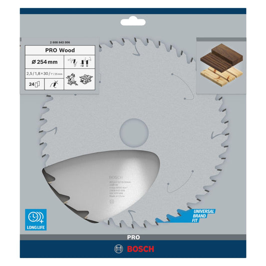 Disco De Sierra Circular PRO Wood 10''x2,5x30mm 24 D - Bosch - Herram.cl