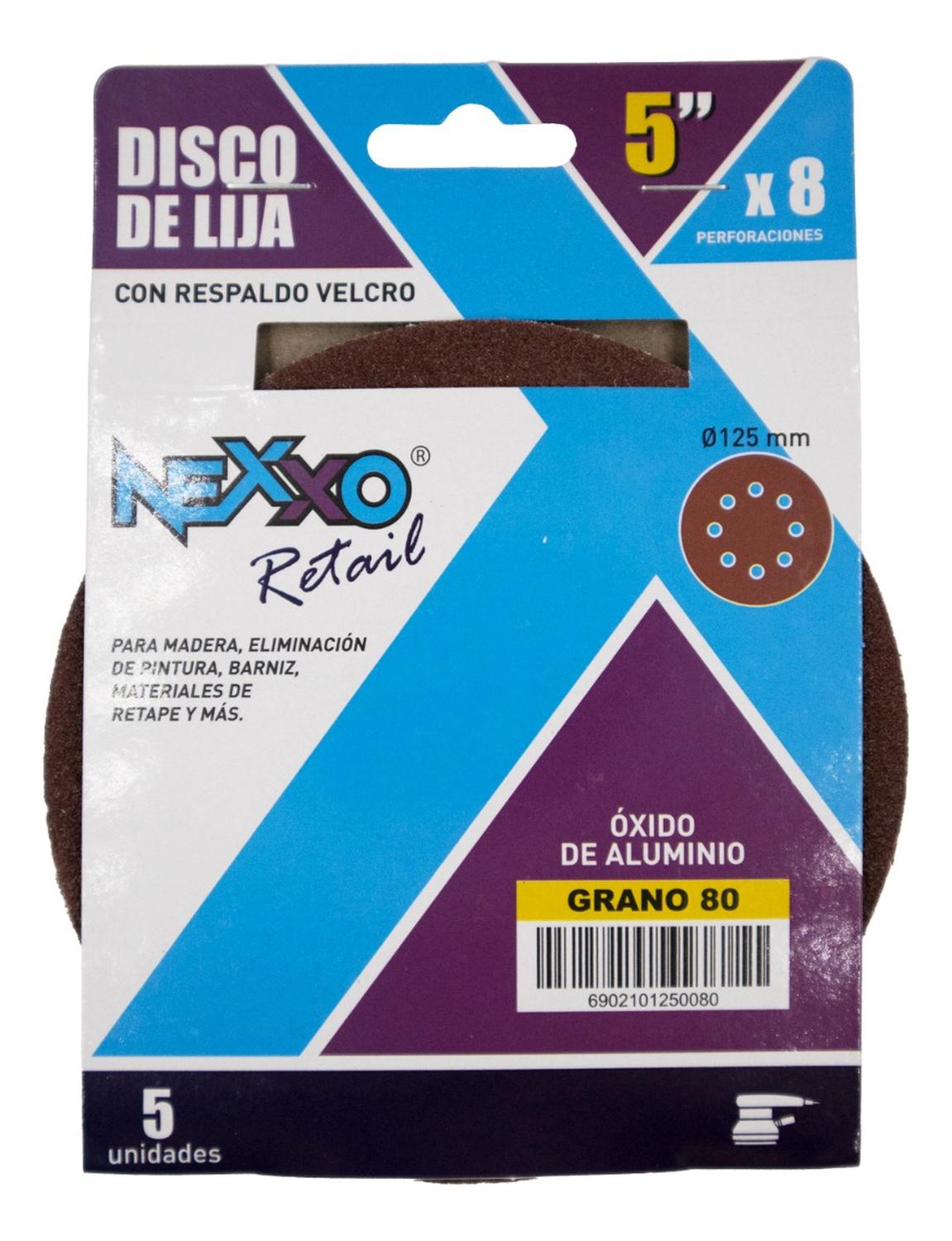 Pack 5 Discos De Lija Con Velcro 5'' (125mm) G60 - Nexxo - Herram.cl