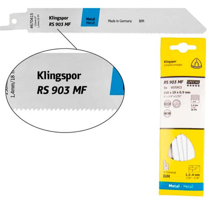 Hoja de Sierra Sable RS903 MF Metal 230mm 5 Pzas - Klingspor - Herram.cl