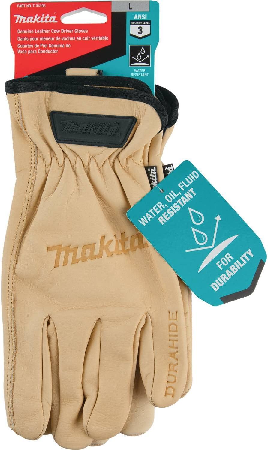 Guantes Cuero Makita T-04195 Trabajo Profesional L - Herram.cl