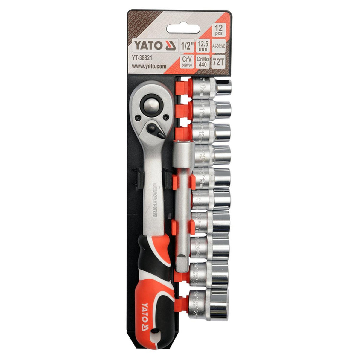Set 12 Dados 1/2'' YATO YT-38821 10-24mm Chicharra CrV - Herram.cl