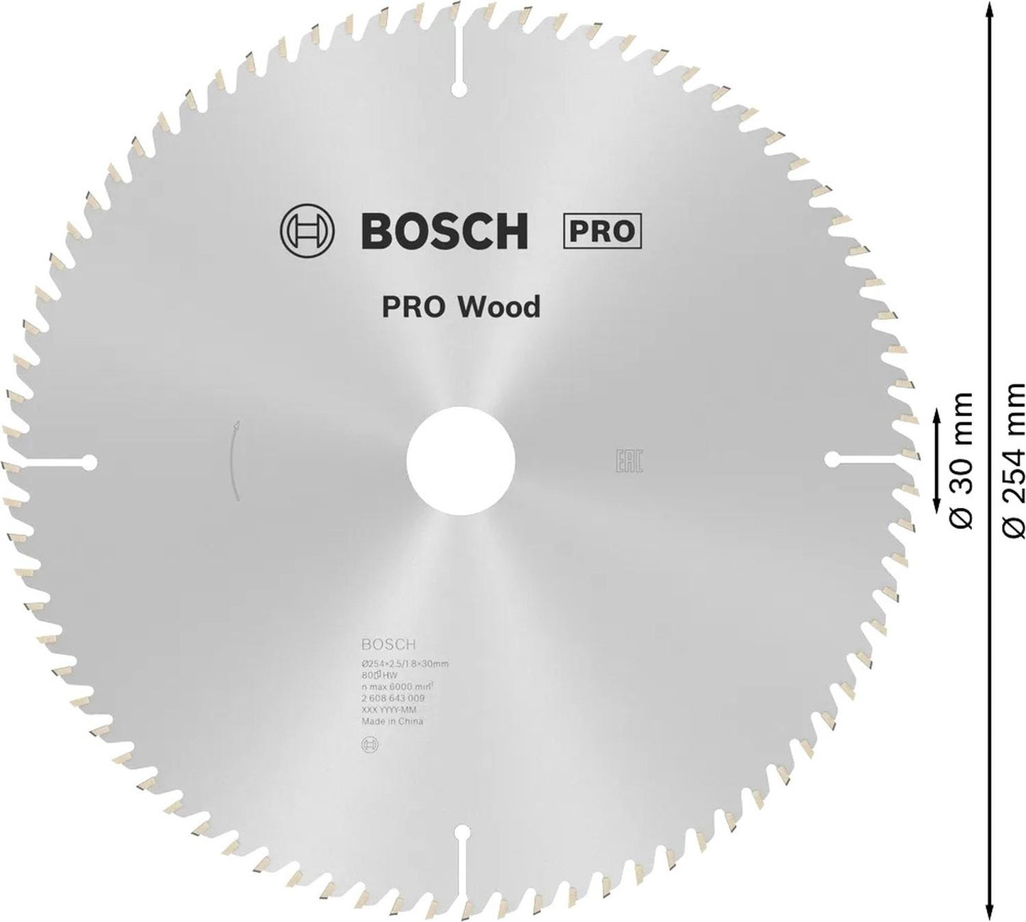 Disco De Sierra Circular PRO Wood 10''x2,5x30mm 80 D - Bosch - Herram.cl