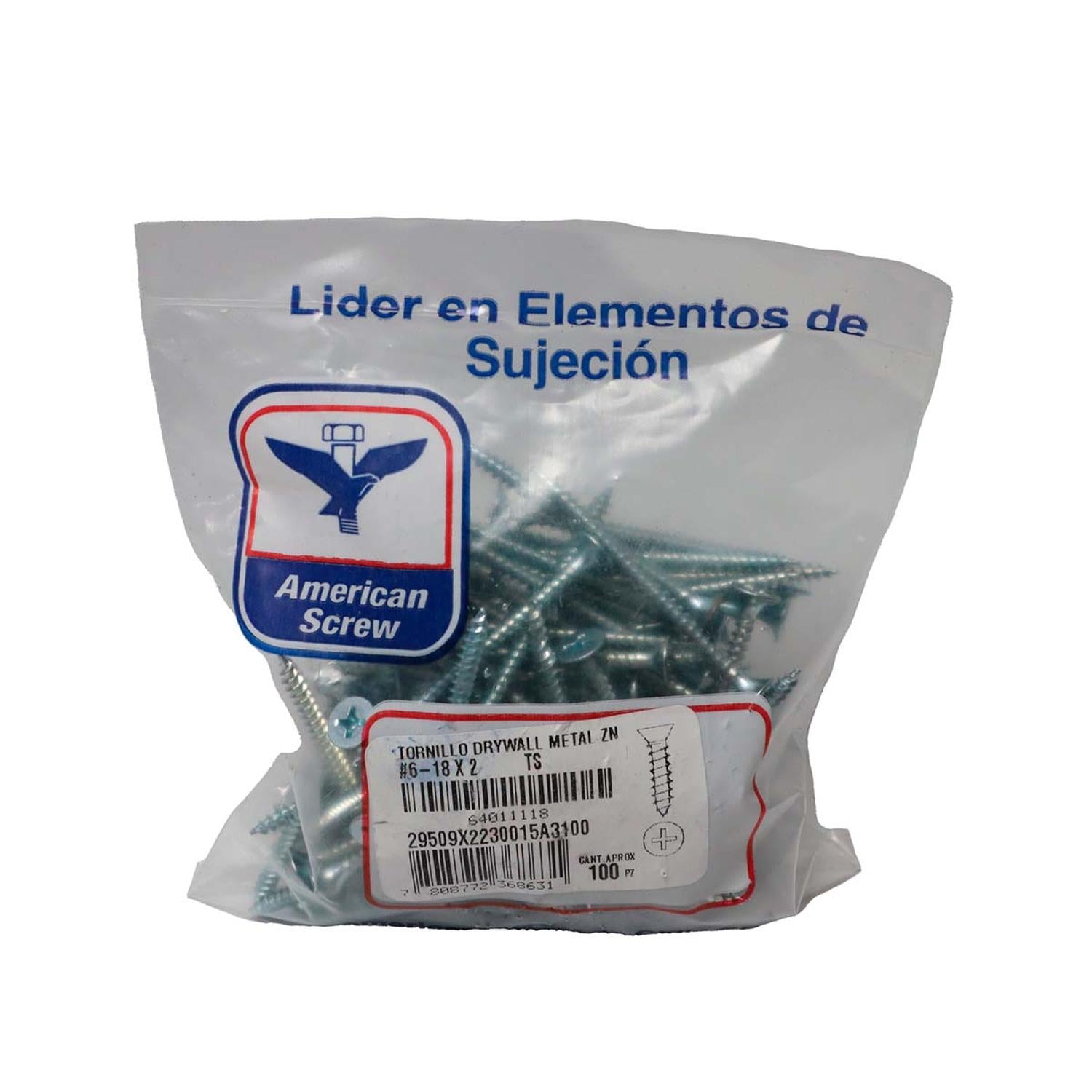 Tornillo DryWall Metal Zn6 - 18x2'' 100uds. - American ScreW - Herram.cl