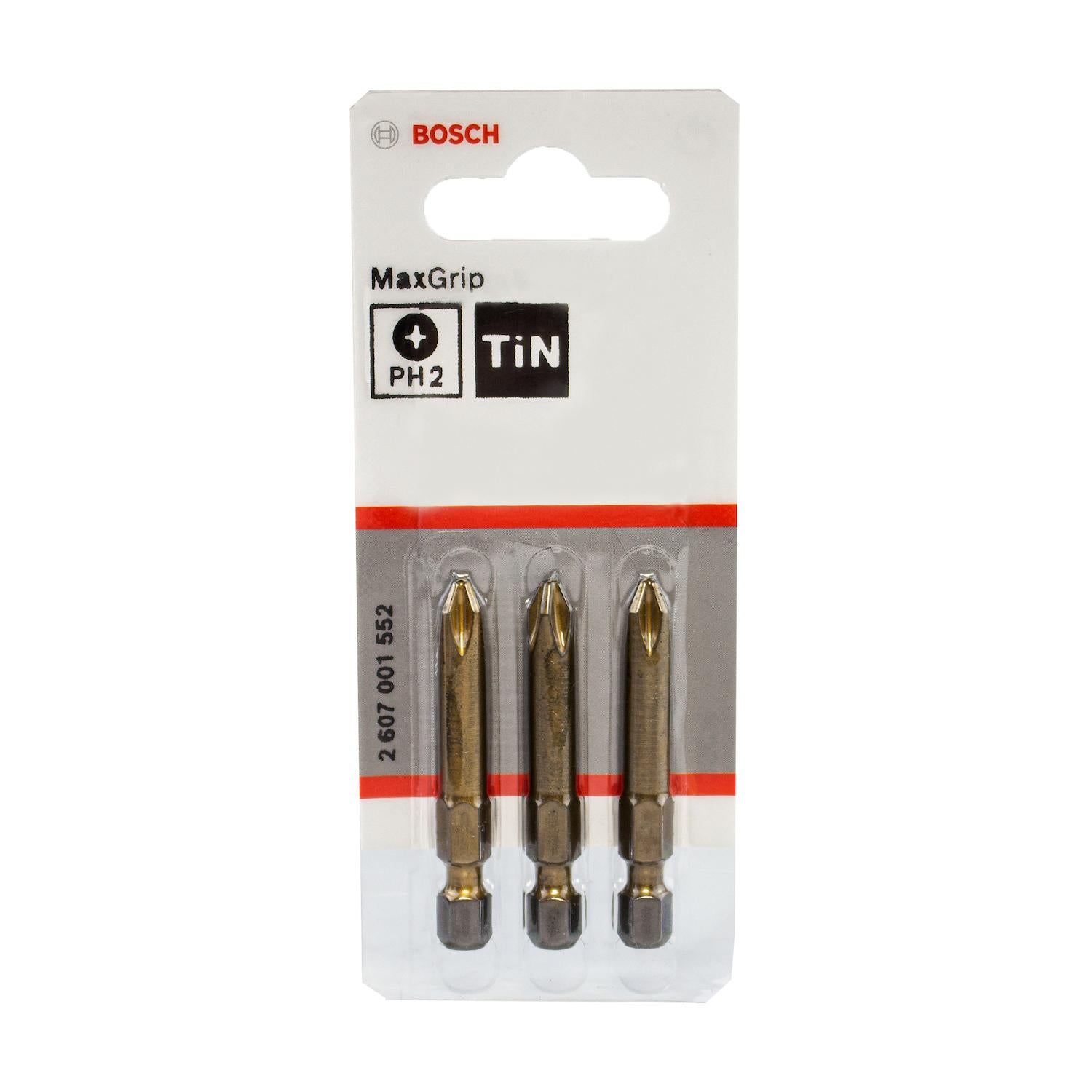 Punta Max Grip Tin PH2 x 50mm 3 Pzas. - Bosch - Herram.cl