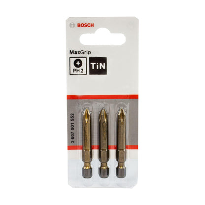 Punta Max Grip Tin PH2 x 50mm 3 Pzas. - Bosch - Herram.cl