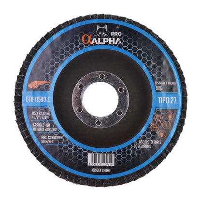 Disco Flap Para Acero Inox 4 1/2'' Zirconio - Alpha - Herram.cl