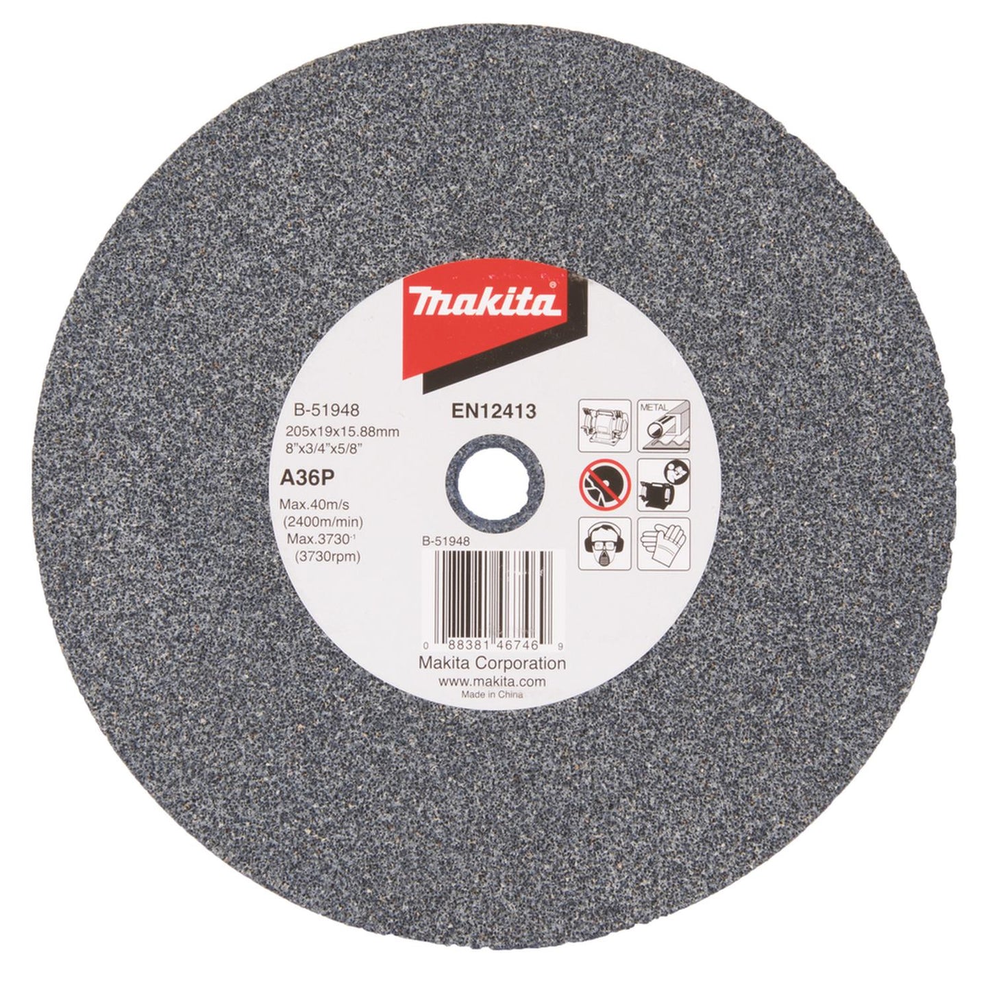 Piedra Para Esmeril de Banco 8''x3/4''x5/8'' A36P - Makita - Herram.cl