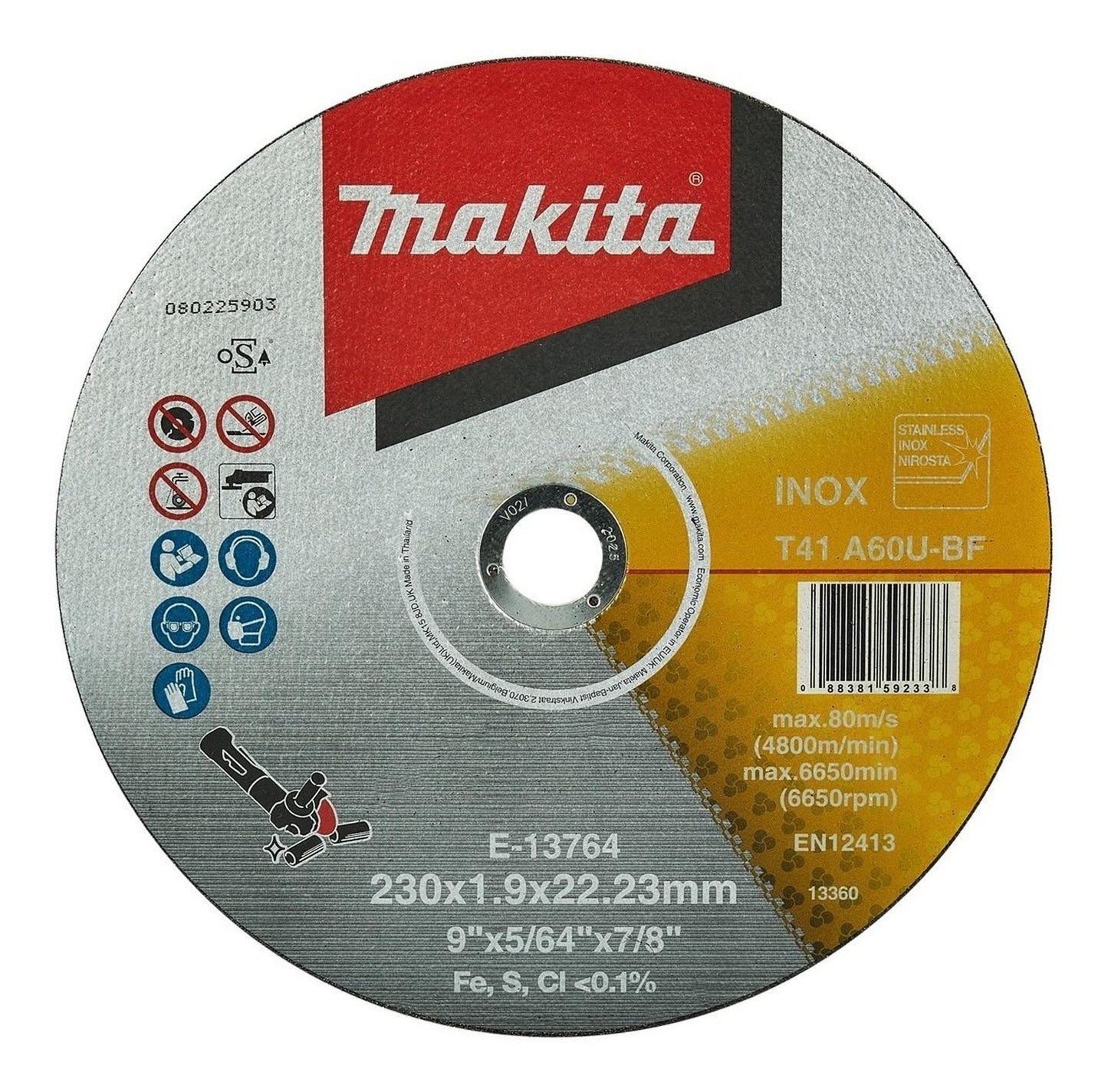 Disco Corte Inox Recto 9''X1,9mm A60U - Makita - Herram.cl
