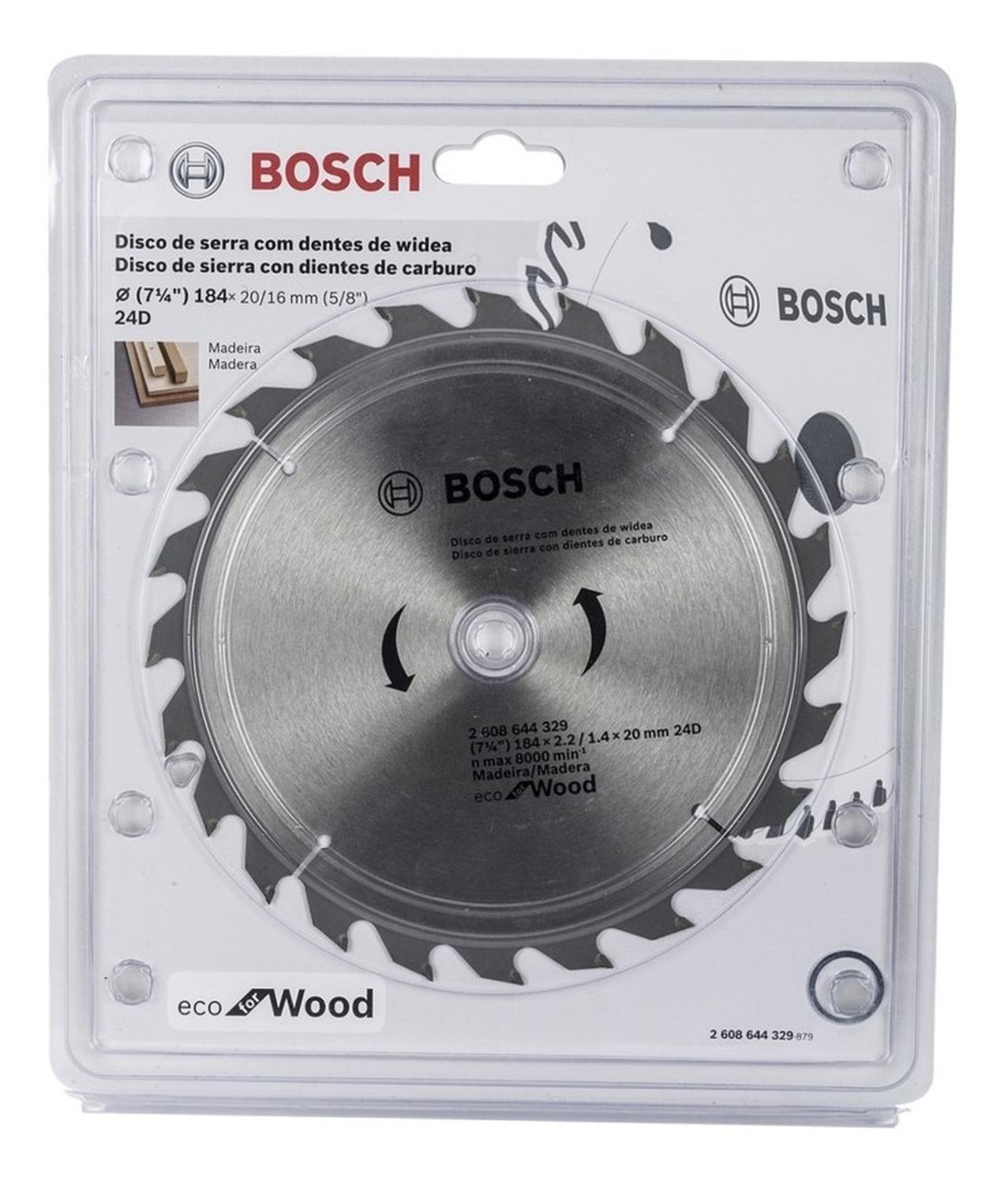 Disco De Sierra Circular Bosch Eco For Wood 7 1/4 24 Dientes - Herram.cl