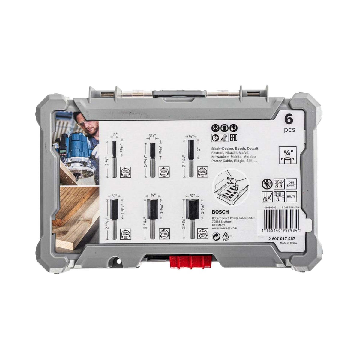 Set 6 Fresas Rectas Router Bosch Vástago 1/4'' Madera - Herram.cl